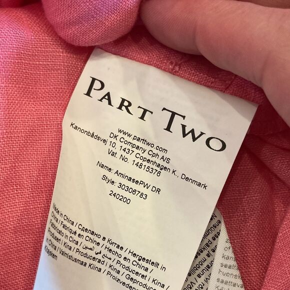 Part Two 100% Linen Aminase Shirt Dress with Pockets Morning Glory Pink 44EU - Picture 7 of 8